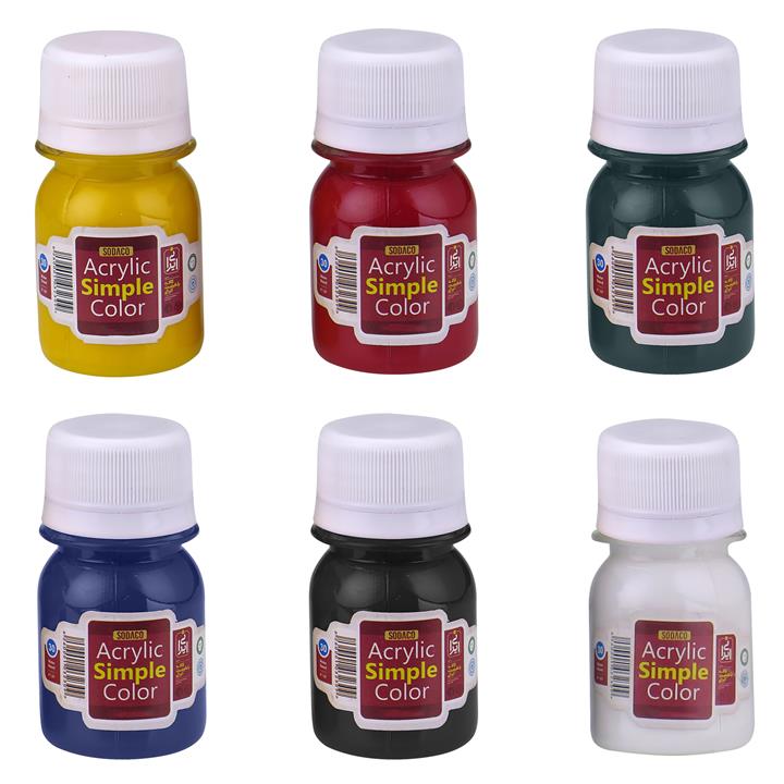 رنگ اکریلیک سوداکو مدل simple حجم ۳۰ میلی لیتر بسته ۶عددی